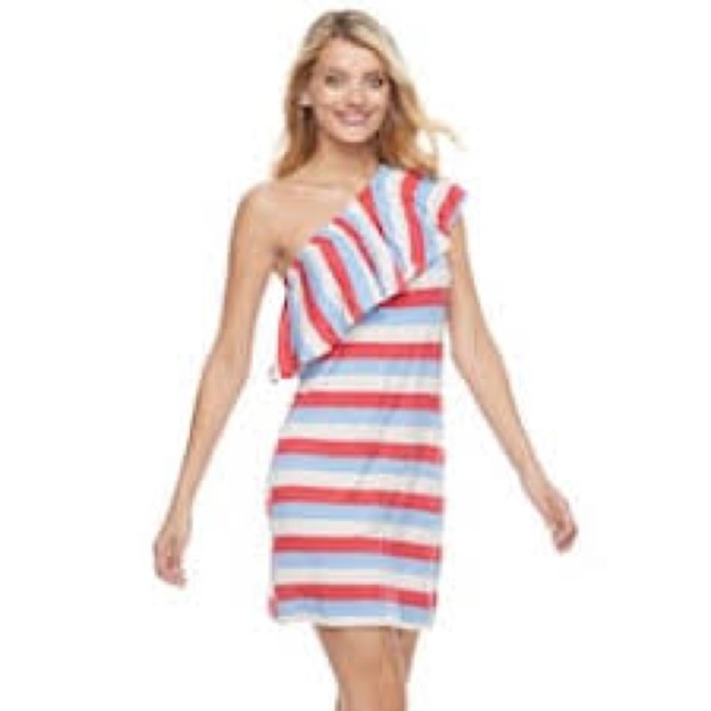 NWT Juicy Couture striped one shoulder dress